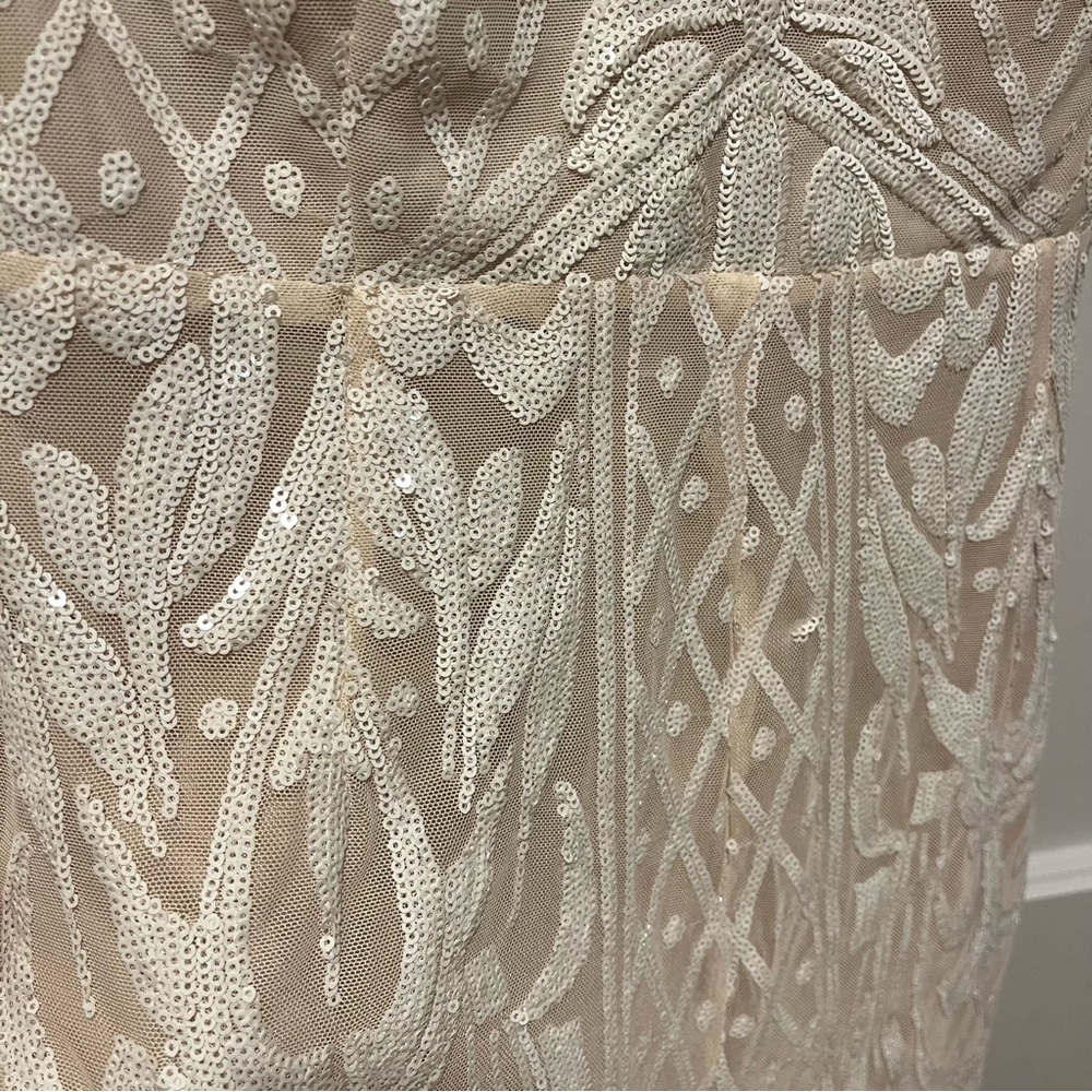 NWT Lulu's Catch a Spark White & Beige Sequin Romper XL - Picture 5 of 9